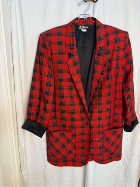 Michaels Red and Black Plaid Blazer Jacket